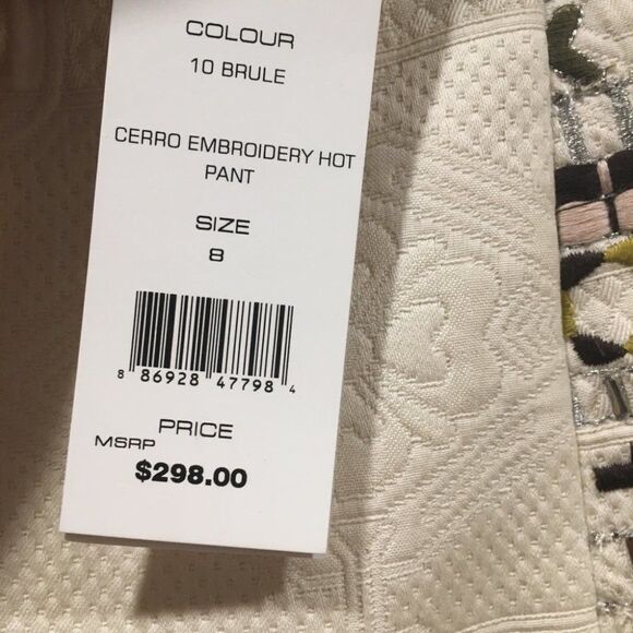 STUNNING French connection Fringe Embroidered Beaded boho shorts 8 FLAWED - Picture 7 of 12